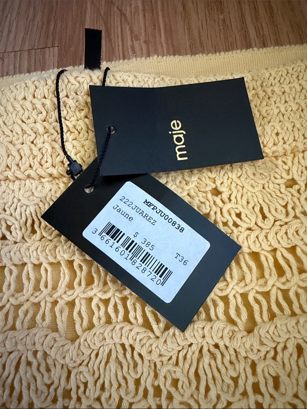 NWT Maje Juarez Crochet-Cotton Knit Midi Skirt Size 36 - Small